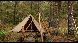 Bushcraft solocamp - 24 hours in the highland, camping by the stream, fishing, hiking