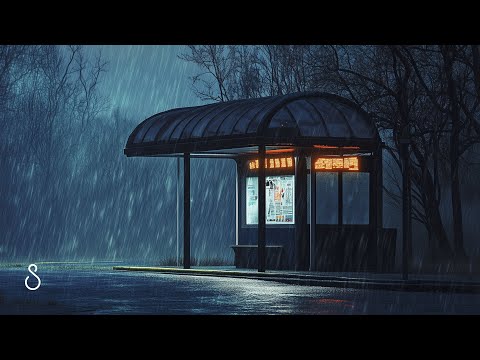 12 Hours Of Realistic Night Rain On A Bus Stop Shelter | Relaxing Black Screen 🌧️💤