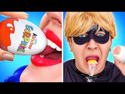 Chocolate VS Real Food Challenge || LADYBUG & CAT NOIR Eating Only Sweet 24 Hours by Rocketmons!