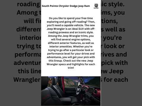 Jeep Wrangler Trim Levels & Specs | South Pointe Chrysler Jeep Dodge RAM #shorts