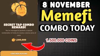 MEMEFI SECRET COMBO TODAY 8 NOVEMBER 2024 | MEMEFI DAILY COMBO | MEMEFI COMBO TODAY | MEMEFI COMBO