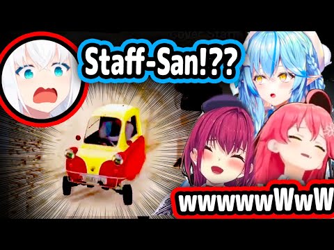 HoloJP Reacts To Clip Of Cover Staff Trolling Fubuki With Tiny Tricycle Car【Hololive】