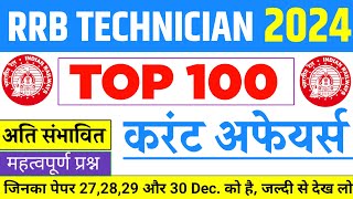 RRB TECHNICIAN Current Affairs 2024, Top 100 संभावित करंट अफेयर्स 2024, Current Affairs for rrb tech