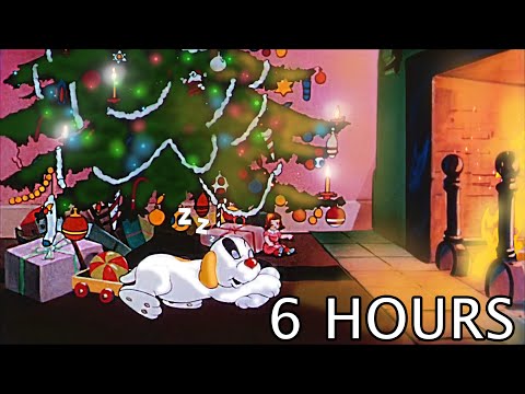 CHRISTMAS 🎅 Oldies playing in another room (w/ crackling fire + howling snowy wind) ❄️ 6 HOURS ASMR