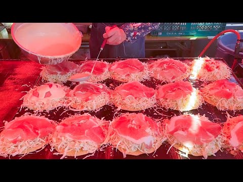 japanese street food - clean okonomiyaki stall お好み焼き