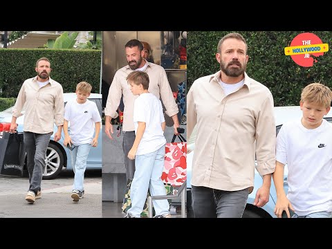 BEN AFFLECK KEEPS IT CASUAL AS HE ENJOYS A DAY OF SHOPPING WITH SON SAMUEL, 12, IN LOS ANGELES!!!