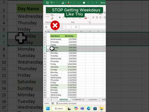 Get Your Excel Weekday List in 5 Minutes or Less! #shorts #exceltips #exceltricks