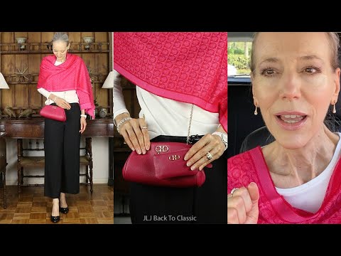 Vlog: Ferragamo Pink Gancini Minibag & Scarf, Black Pants, White Tee, Lunch Waterside Shops NaplesFL