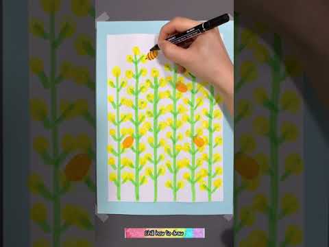 How to draw simple bee and flower #drawing #draw #painting I Chill how to draw