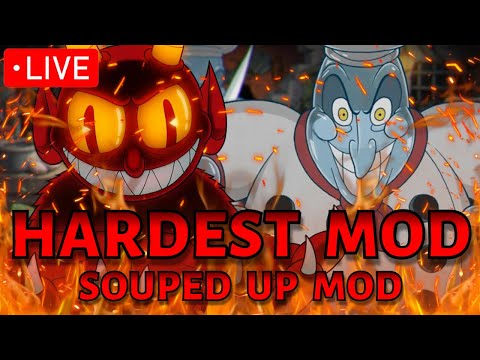 *LIVE* Cuphead "Proffesional" tries the HARDEST Cuphead mod EVER!!! (Souped Up Mod)