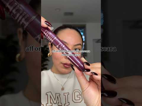 Affordable burgundy mascara on brown eyes! #maybelline #affordablemakeup