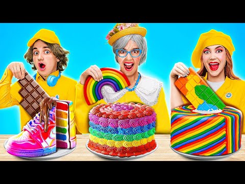 Amazing Rainbow Food Challenge 🍭 Incredible Hacks and Crafts! Viral Color Ideas by 123 GO!