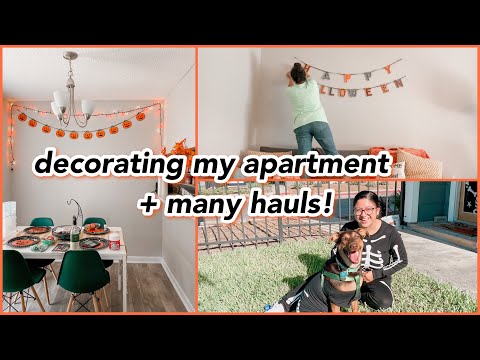 decorating my apartment for halloween | At Home, Walmart & Target Haul | Vlogtober Day 1