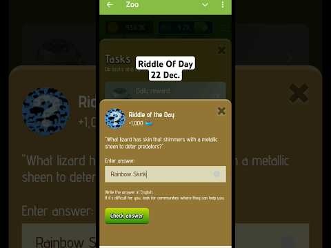 Riddle Of The Day 22 December Zoo, Zoo Airdrop 22 Dec. Riddle Of the day, Riddle Today Zoo Airdrop