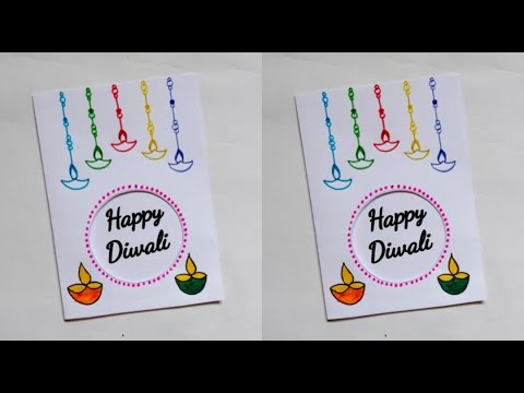 🪔 easy diwali card design/how to make diwali card at home/white paper card / handmade greeting card