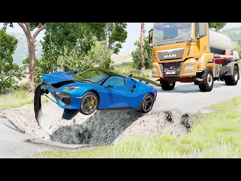 Mobil vs Potholes #18 - BeamNG Drive