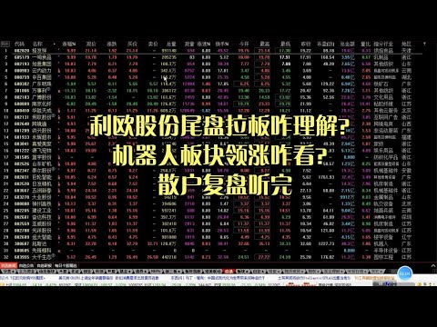 利欧股份尾盘拉板咋理解？机器人板块领涨咋看？散户复盘听完