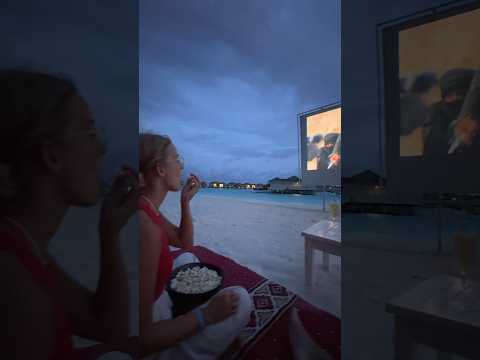 Private cinema on the beach in the Maldives 🍿🏝️ #maldives