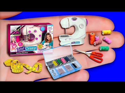 11 DIY MINI SEWING MACHINE WITH SEWING KIT COLLECTION HACKS AND CRAFTS FOR BARBIE DOLLHOUSE