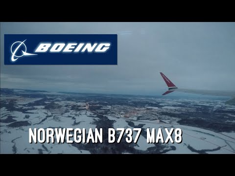 Norwegian B737 MAX 8 SNOWY Take-off from Oslo Airport