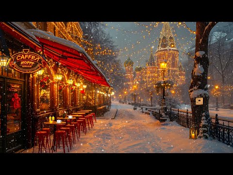 Relaxing Winter Jazz Music at Cozy Outdoor Coffee Shop ☕ Positive Jazz for a Good Mood ~ Piano Jazz