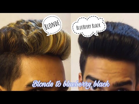 Blonde to blueberry black | Hair Transformation 2018 | HrithikPawar