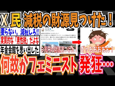 【9兆円】X民さん「減税の財源見つけた！全部廃止しろ！」➡︎何故かフェミニストが発狂してしまう…【ゆっくり ツイフェミ】