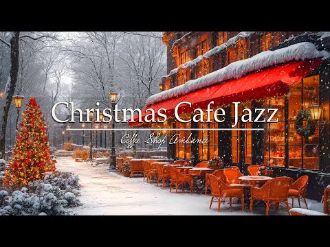 Christmas Jazz Relaxing Music with Snowfall for Unwind, Study 🎄 Cozy Christmas Coffee Shop Ambience