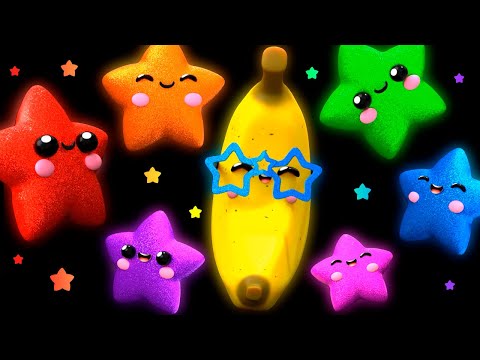 Baby Fruit Dancing Hip Hop with STARS ⭐⭐⭐⭐ ⭐ Rap Song - Sensory Video