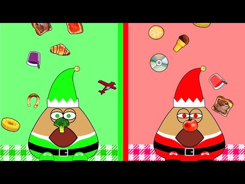 POU ELFO VERDE VS POU ELFO VERMELHO - Food Drop | Pou Vlogs