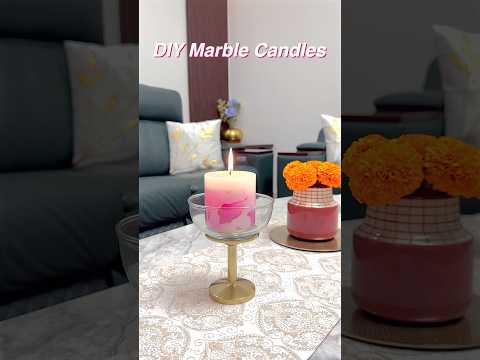 In JUST 2 MINUTES Make Beautiful and Easy DIY Marble Candles at Home | Diwali Decoration Ideas