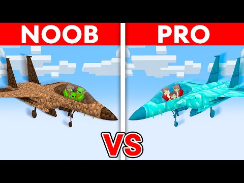 MIKEY vs JJ Family: NOOB vs PRO: MODERN MILITARY AIRPLANE House Build Challenge in Minecraft