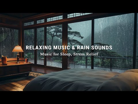 Relaxing Piano Music + Rain Sound Outside the Bedroom - Peaceful Space to Sleep, Healing Of Stress