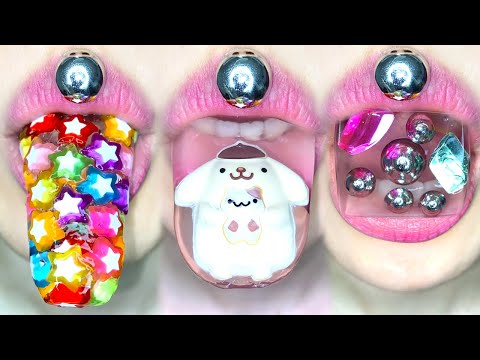 ASMR STAR CANDY JELLY POMPOMPURIN JELLY CLEAR STICKER PUDDING MUKBANG 별사탕 젤리 폼폼푸린 젤리 투명 스티커 푸딩 먹방