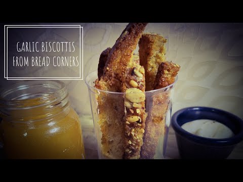 Quick Snacks made with leftover Breadcorners| Garlic Biscottis for soup and snacks