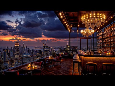 New York Rooftop Bar Ambience with Elegant Jazz Saxophone ~ Relaxing Jazz Bar Music for Study, Sleep