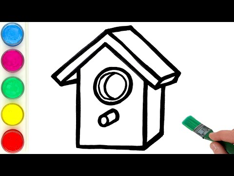 Bird House Drawing, Painting and Coloring for Kids & Toddlers | Learn to Draw Together