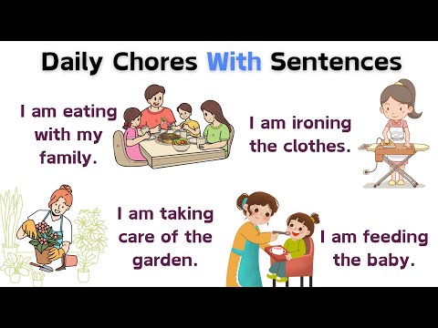 Daily Chores for Kids | Spoken English For Kids | Simple Sentences to Learn Everyday Activities