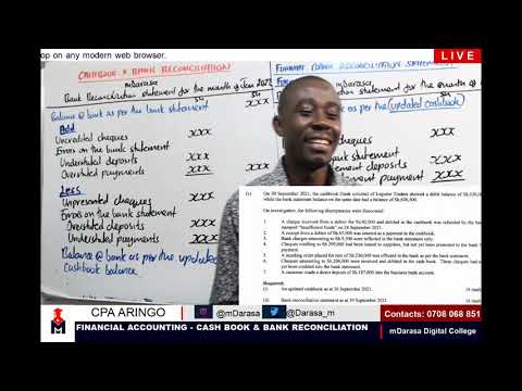 BANK RECONCILIATION ILLUSTRATION  QUESTION - APRIL 2022(KASNEB ATD, CPA), KNEC .......