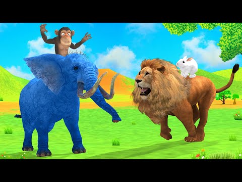 हाथी बंदर और शेर की कहानी Hindi Kahaniya - Hindi Animated moral stories - panchatantra fairy tales