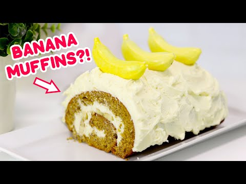 I Tried to Turn Banana Muffins into a Swiss Roll Cake!