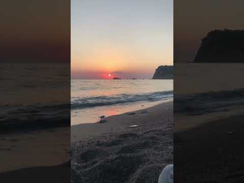 Beautiful sunset view at Buljarica beach in Montenegro filled with relaxing sounds of the sea.