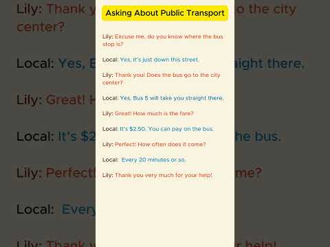 Traveling conversation in english - Asking About Public Transport. #Shorts