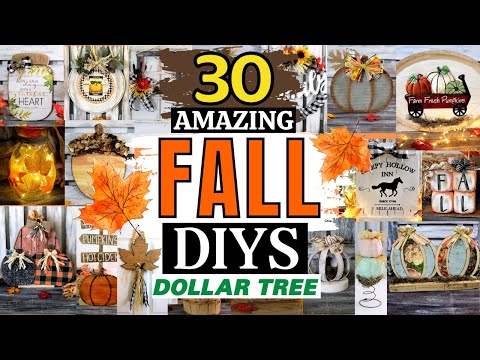 30 Gorgeous FALL DIYS/Dollar Tree Fall DIYS/FALL HOME DECOR Ideas/Hot Humble Pie