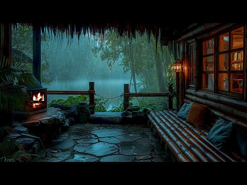 Relax In Cozy Rainy Cottage By The Lake: Soothing Rain and Fireplace Sound for Sleeping, Resting