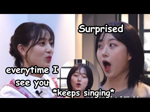 NMIXX Haewon got surprised after twice jihyo said this to her ft Haewon nonstop singing