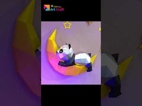 DIY Papercraft 3D Panda on Moon PDF, SVG Template For Creating Sleeping Panda #Shorts