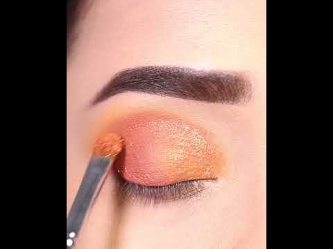 #shorts Orange Eyeshadow Look with winged eyeliner || Step by Step Eye Makeup Tutorial || Shilpa