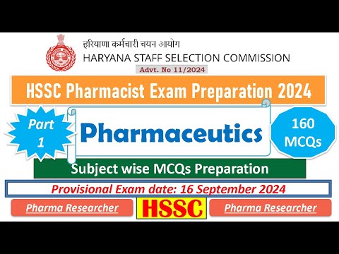 Pharmaceutics HSSC Pharmacist exam preparation 2024 #hsscpharmacists #pharmacist #hssc 160 mcqs