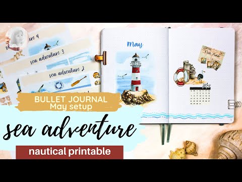 sea adventures | bullet journal May setup | free May calendar | PLAN WITH ME | nautical printable